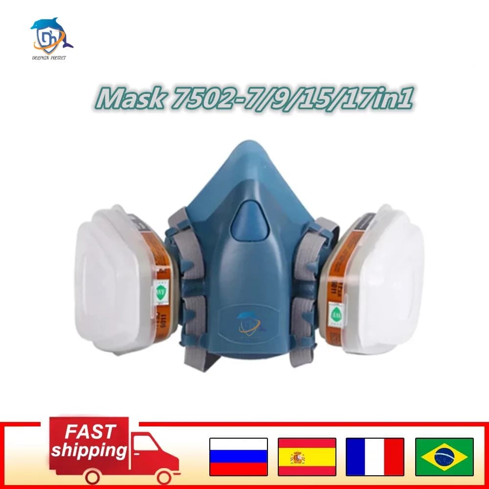7 In 1/15 In 1/17 In 1 Industrial Painting Spray Breathing Mask Antigas Safety Mask Work Filter Powder Mask Replacement 7502