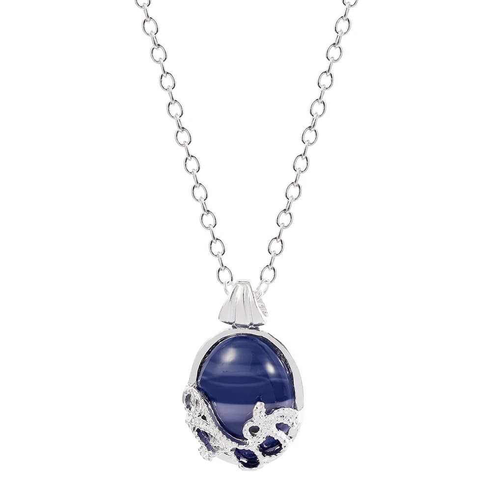 Fashion Movie The Vampire Diaries Necklace Vintage Katherine Blue Stone Choker Pendant for Women Cosplay Charm Jewelry