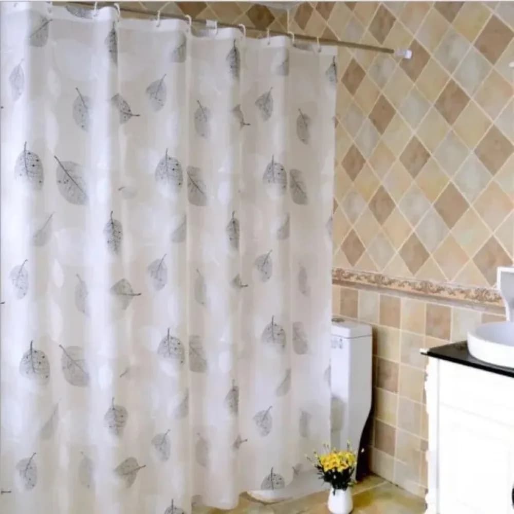 Tenda da Doccia in PEVA con Motivo a Foglie, Impermeabile, Anti-Muffa, Spessa, con Anelli in Metallo Antiruggine, Asciugatura Rapida, Rivestimento per Bagno