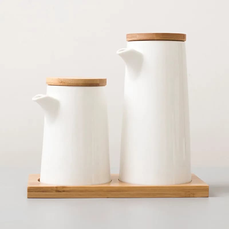 Barattolo di condimento in ceramica in stile giapponese, lattina di olio, salsa di soia, galhetta, sale, utensili da cucina, scatola per condimenti, set di peperoncini bianchi per la casa