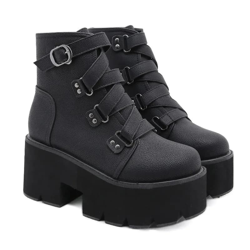 Women's Boots High Quality Leather Casual Boots Fashion Wedges Heel Platform Boots Women's Thick Sole Ankle Boot Botas Feminina