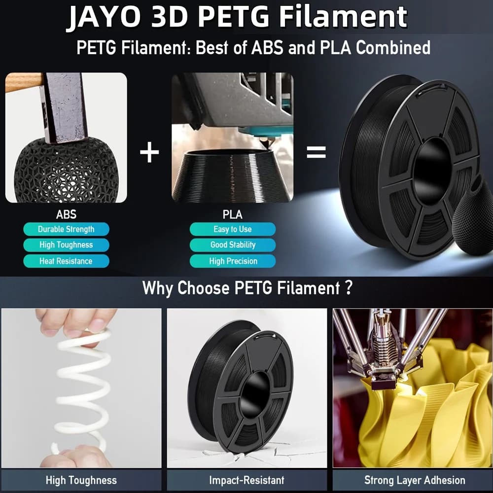 JAYO 5 PLA/PLA Filament Rolls Opaco/PETG/HS PLA+2.0/HS PETG/PLA+ from 1,75mm, 3D Printing Materials for 3D Printers and 3D Pens