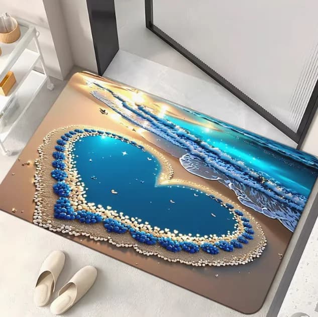1pc Mare Spiaggia Amore HD Stampato Zerbino Tappeto Camera Da Letto Soggiorno Ingresso Campeggio Picnic Yoga Zerbino 3D Effetto 3D Regali Del Partito