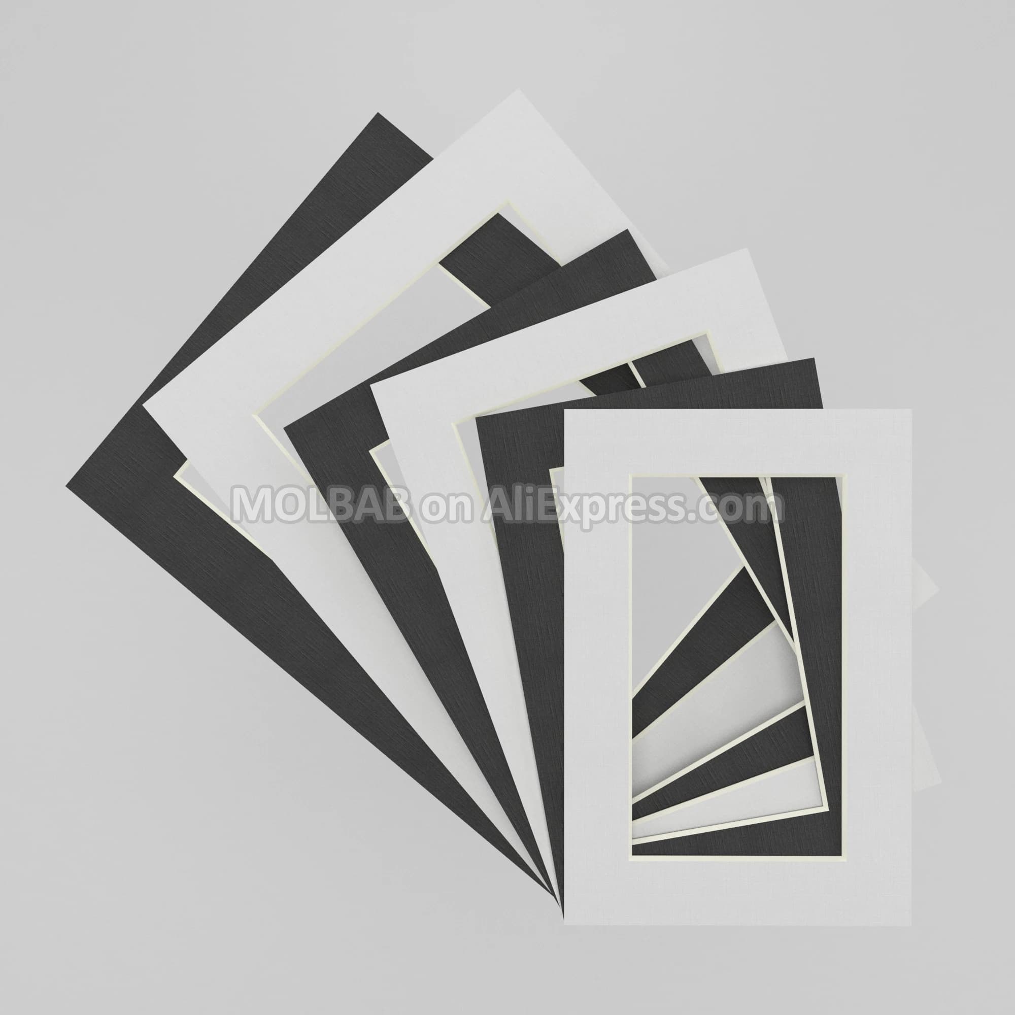 Tappetini per foto bianchi/neri Rettangolo/ovale/quadrato/cerchio Supporti di carta per cornice da 6/7/8 pollici Passepartouts 100 pz/lotto all'ingrosso