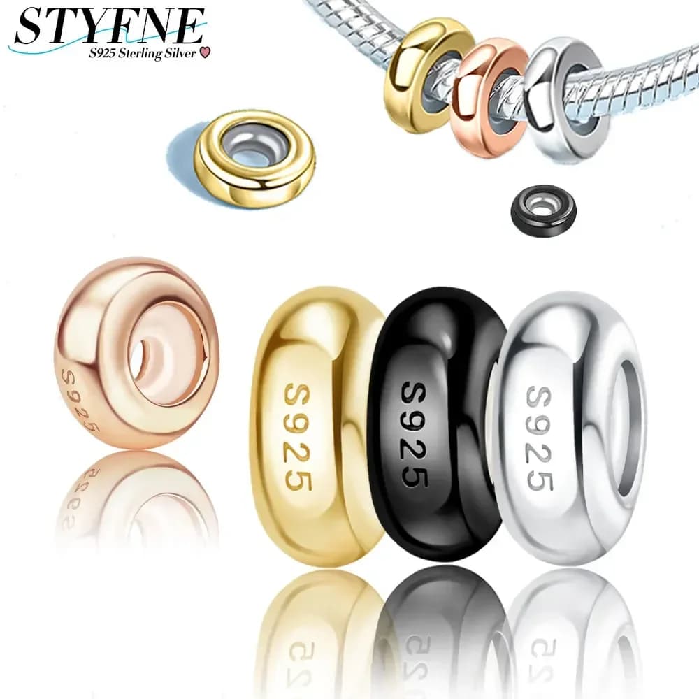 Perline distanziatrici in silicone semplici rotonde a quattro colori Colori argento per ciondoli Bracciale originale in colori argento per la creazione di gioielli