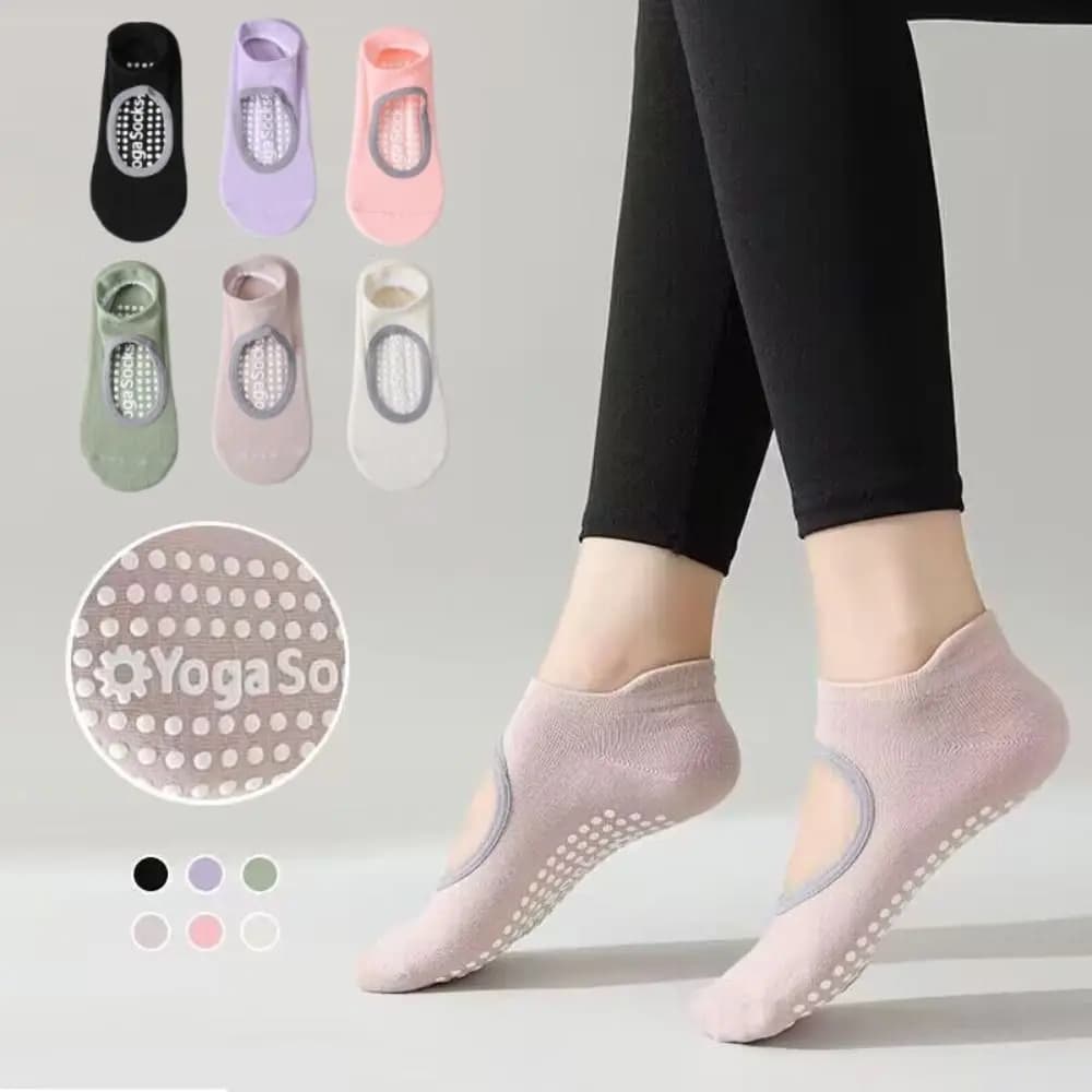 Calzini da yoga antiscivolo professionali in silicone Calzini da pilates traspiranti senza schienale Calzini sportivi elastici da donna