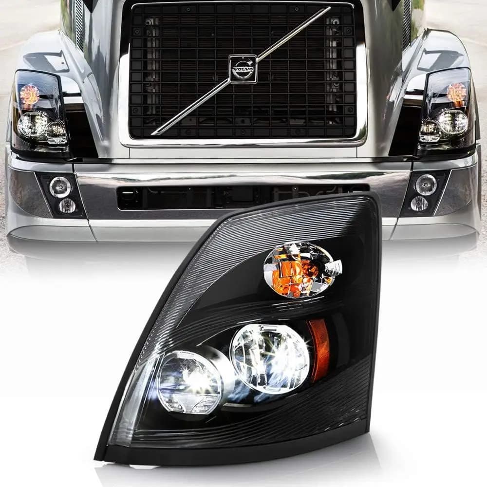 Faro LED Nero Performance per Volvo VNL 2014-2018, Lato Sinistro (Guida), Compatibile con [Factory LED Low/High Bem]