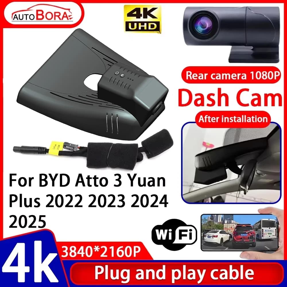 Video Recorder ZhuCamX with Night Vision 4K UHD, DVR Camera for Auto Plug and Play for BYD Atto 3 Yuan Plus 2022 2023 2024 2025