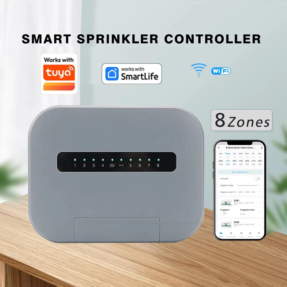 6 /8 Station WiFi Indoor Smart Sprinkler Controller Irrigation System Remote Control Works with tuya Smartlife APP EU Plug