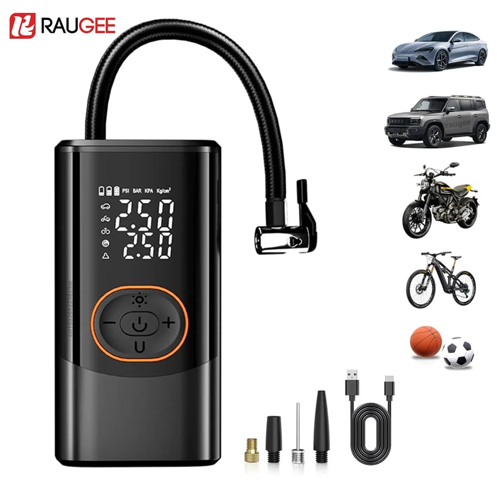 Compressore d'aria portatile per auto, gonfiatore elettrico per pneumatici, pompa ad aria per moto, bicicletta, auto, gonfiatore wireless per pneumatici auto