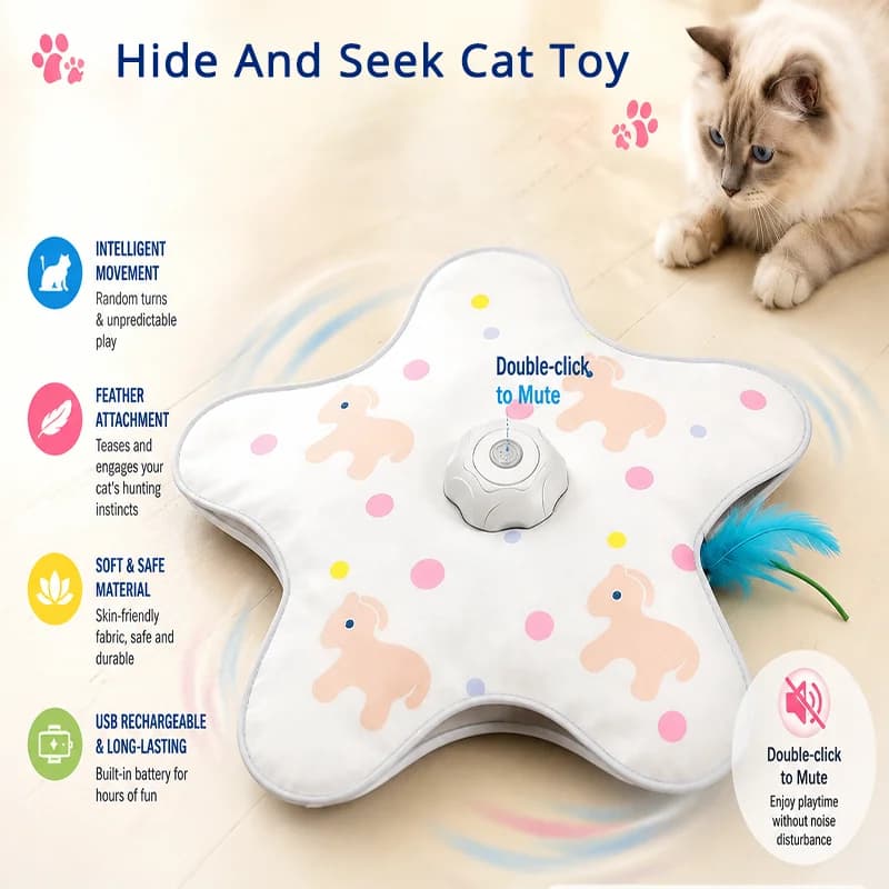 Automatic Interactive Toy for Cats with Bird Song Sound, Hidden Feather and Movement Activated by Movement, for Kits and Indoor Game