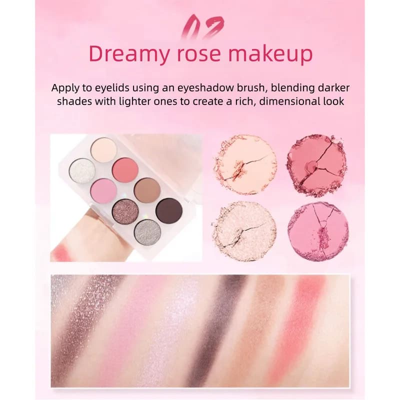 Palette Ombretti Otto Colori Ucanbe: Rosa Mare, Opaco, Smoky, Perlescente, Shimmer, Viola, Oro, Grigio, Marrone - Portatile per Uso Quotidiano