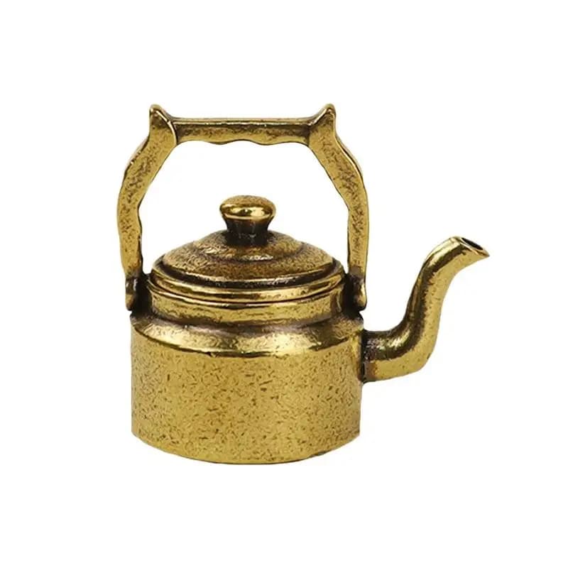 1 Pezzo Ornamento da Scrivania Mini Teiera Antica in Rame, Bruciatore d'Incenso Tascabile, Accessorio Decorativo Retrò in Ottone per la Casa
