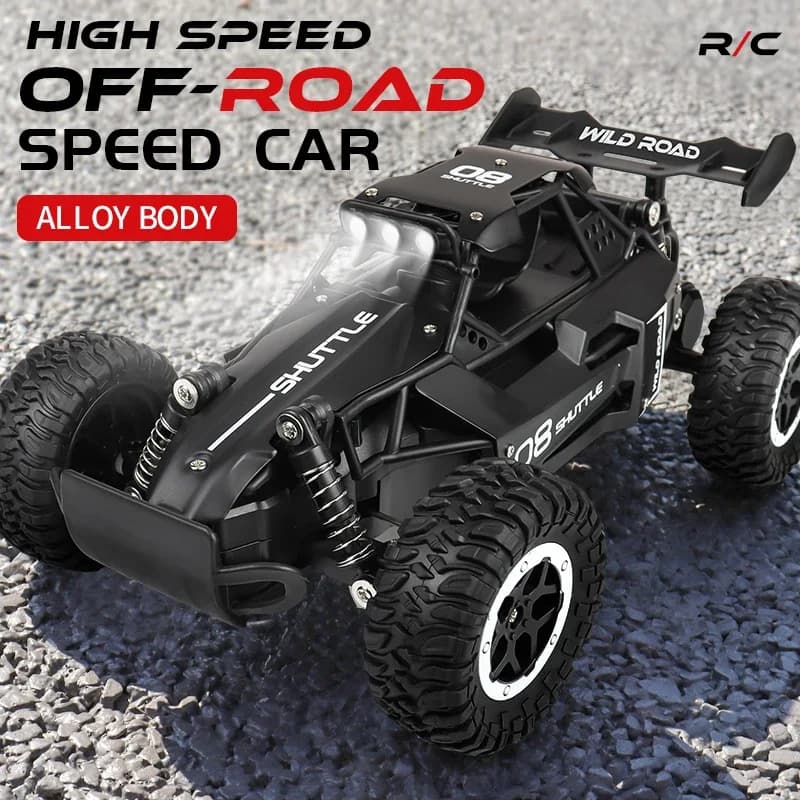 1:16 Alloy RC Car 20KM/H, 2WD 2.4G Remote Control Off-Road Truck, Shock Absorbers & LED Lights, Drift Racing Toy Gift for Boys