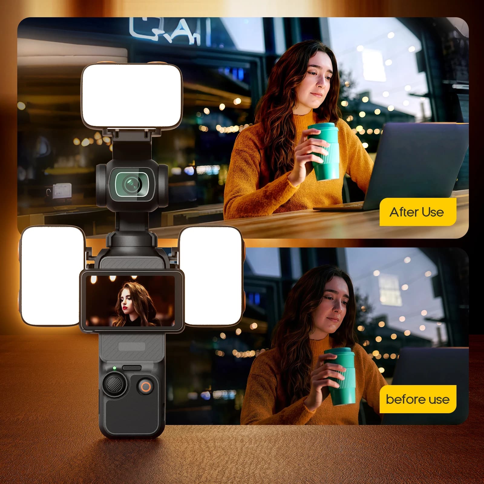 Luce per Selfie Beauty per DJI Osmo Pocket 3, Illuminazione Ausiliaria Portatile per Fotografia e Vlog