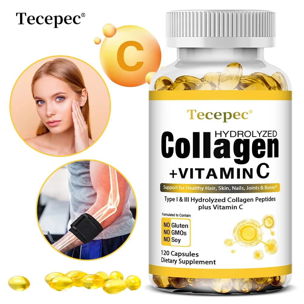 Super collagen with vitamin C and biotin, supplement for skin, hair and nails, antioxidants, anti-aging, collagen enhancer