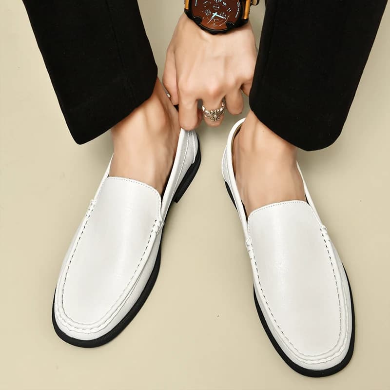 Summer New Men Hollowed Out Thick Soled Loafers Exquisitely Hand Sewn Non Slip Dry Breathable Comfortable Business Casual Shoes