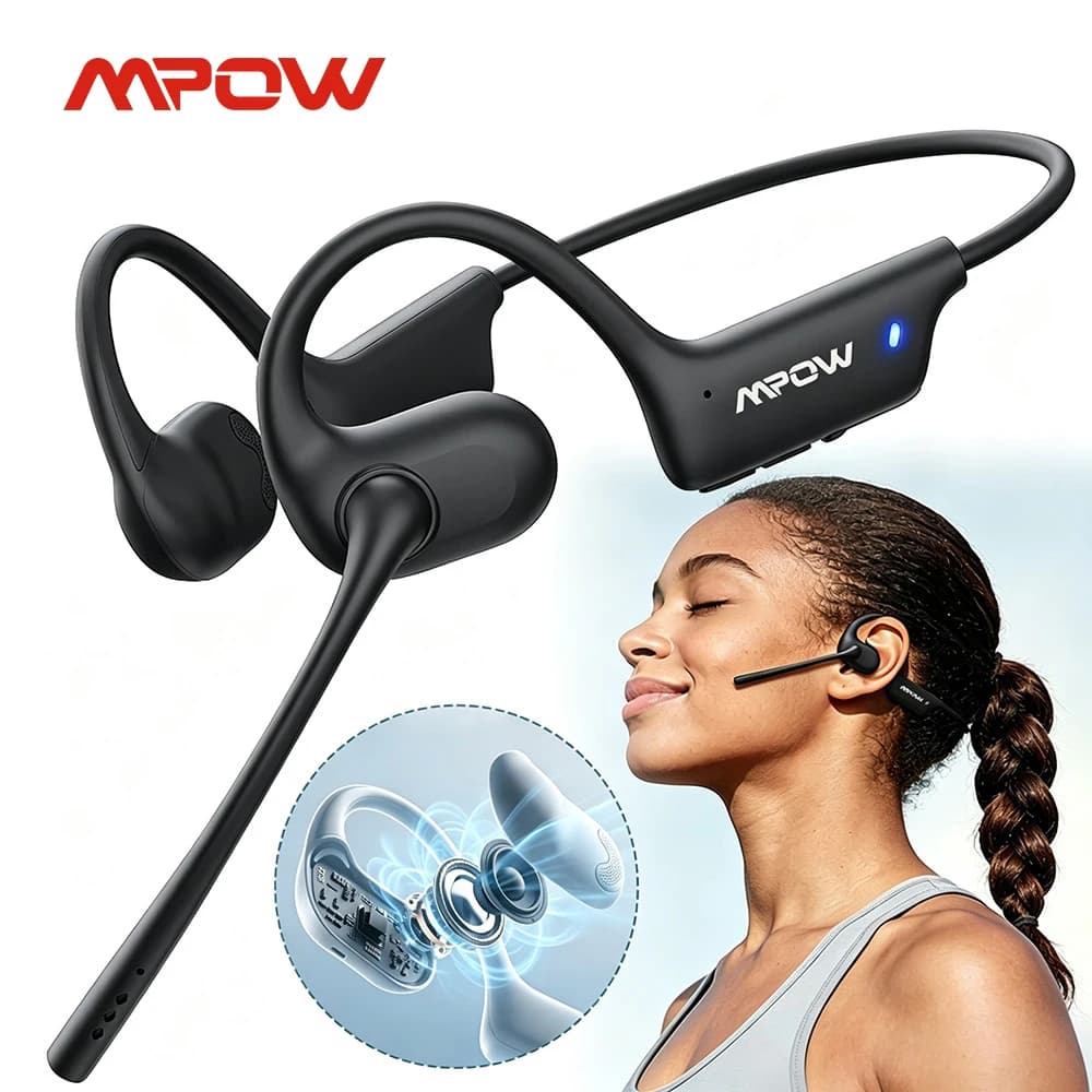 Mpow O1 Open Ear Sport Headphones Wireless Air Conduction Earphones Bluetooth 6.0 with Microphone 12H Playtime for Call, Meeting