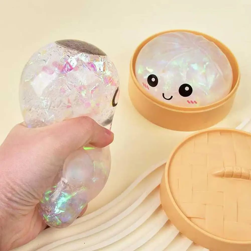 Dumpling Pressure Squishies Colorful Bun Toy Slow Rising Stress Relief Fidget Toy Simulation Food Bun Steamer Squeeze Dough Ball