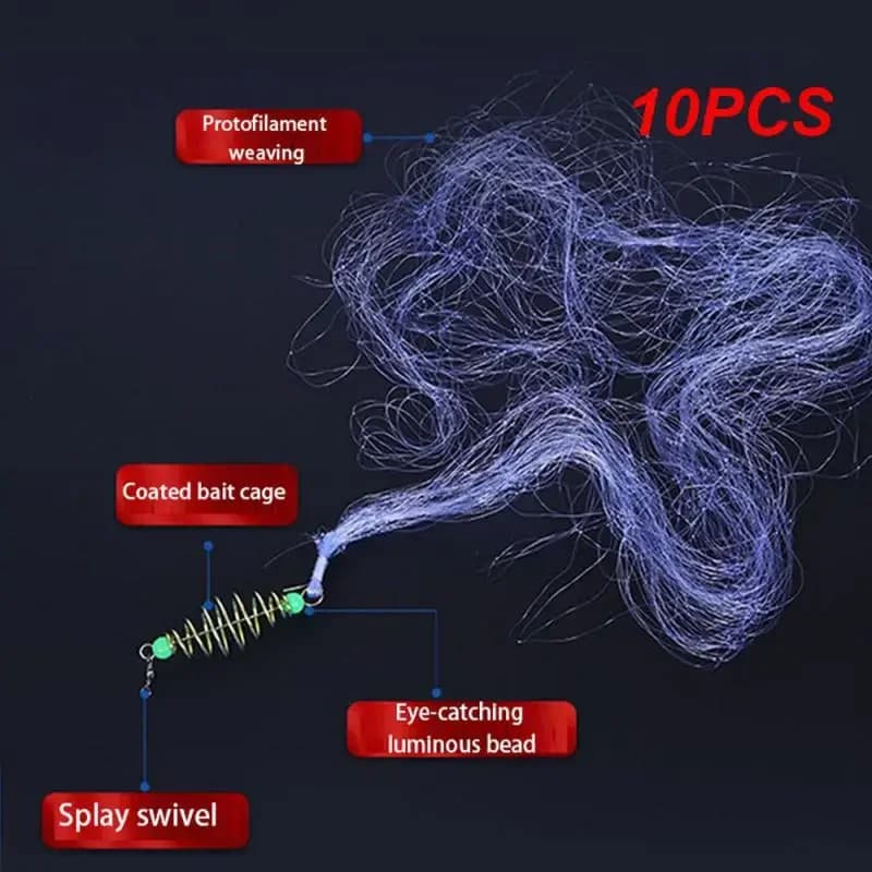 10PCS Multi Size Rete da pesca Trappola Maglia Perline luminose Rete Pesce di mare NetTackle Design Rame Shoal Cast Gill Feeder Pesca
