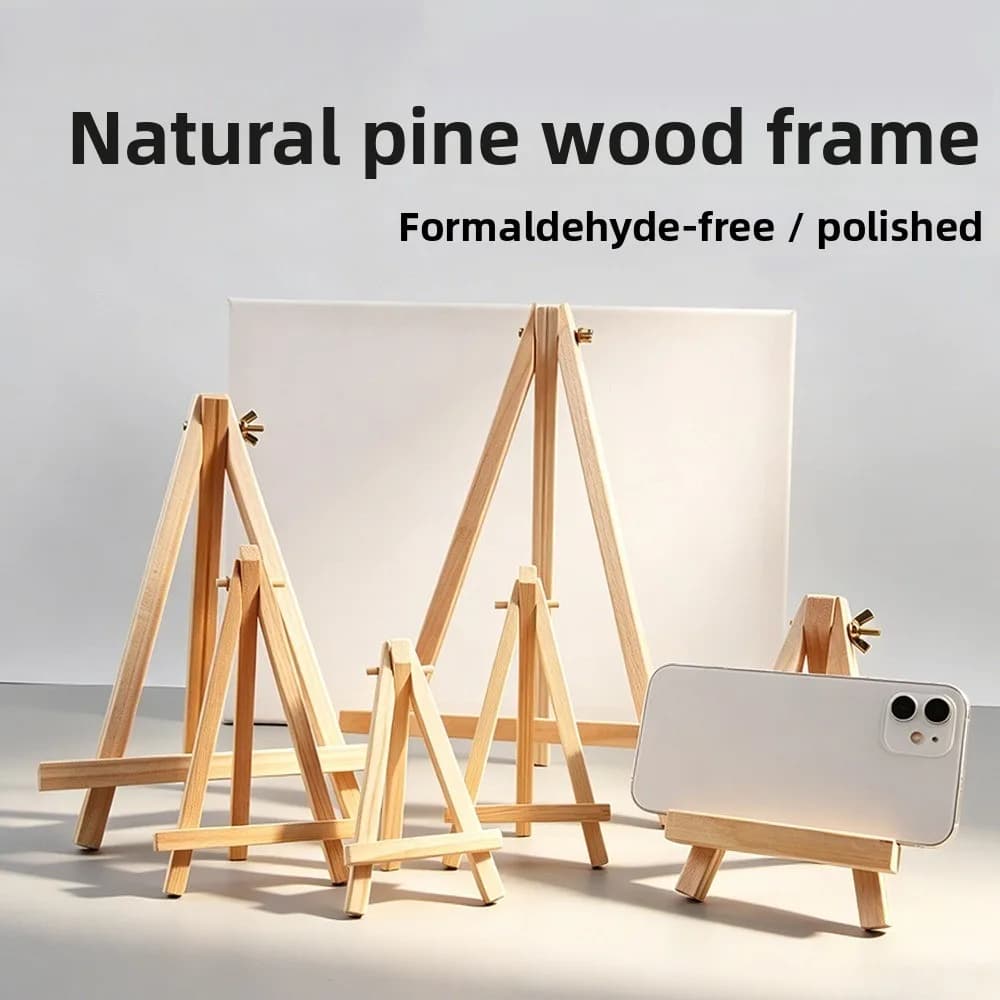 Mini cavalletto in legno pieghevole per pittura e disegno, piccolo espositore triangolare portatile da tavolo per opere d'arte