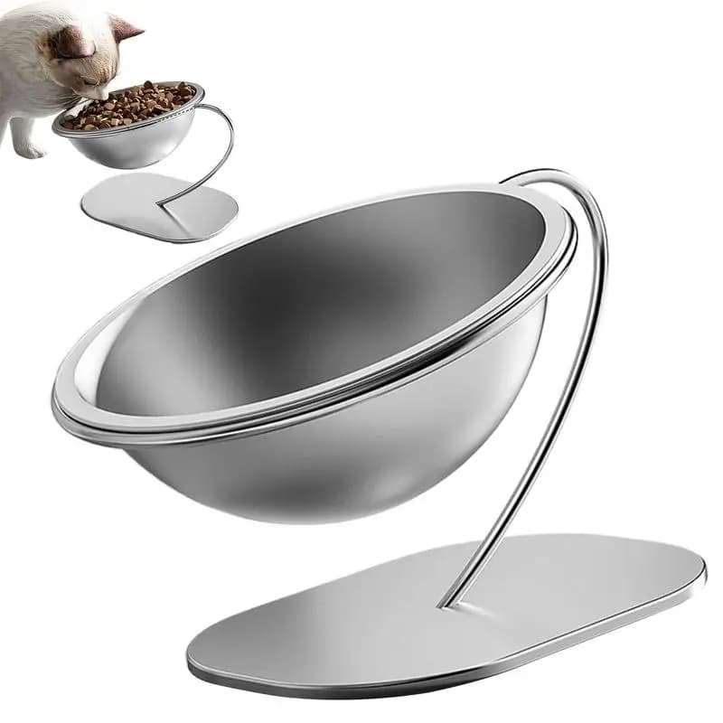 Piatto per gatti rialzato Contenitore per alimenti per cani in acciaio inossidabile Accessori per l'alimentazione degli animali domestici Grande ciotola per gatti sollevato con base stabile per uso interno