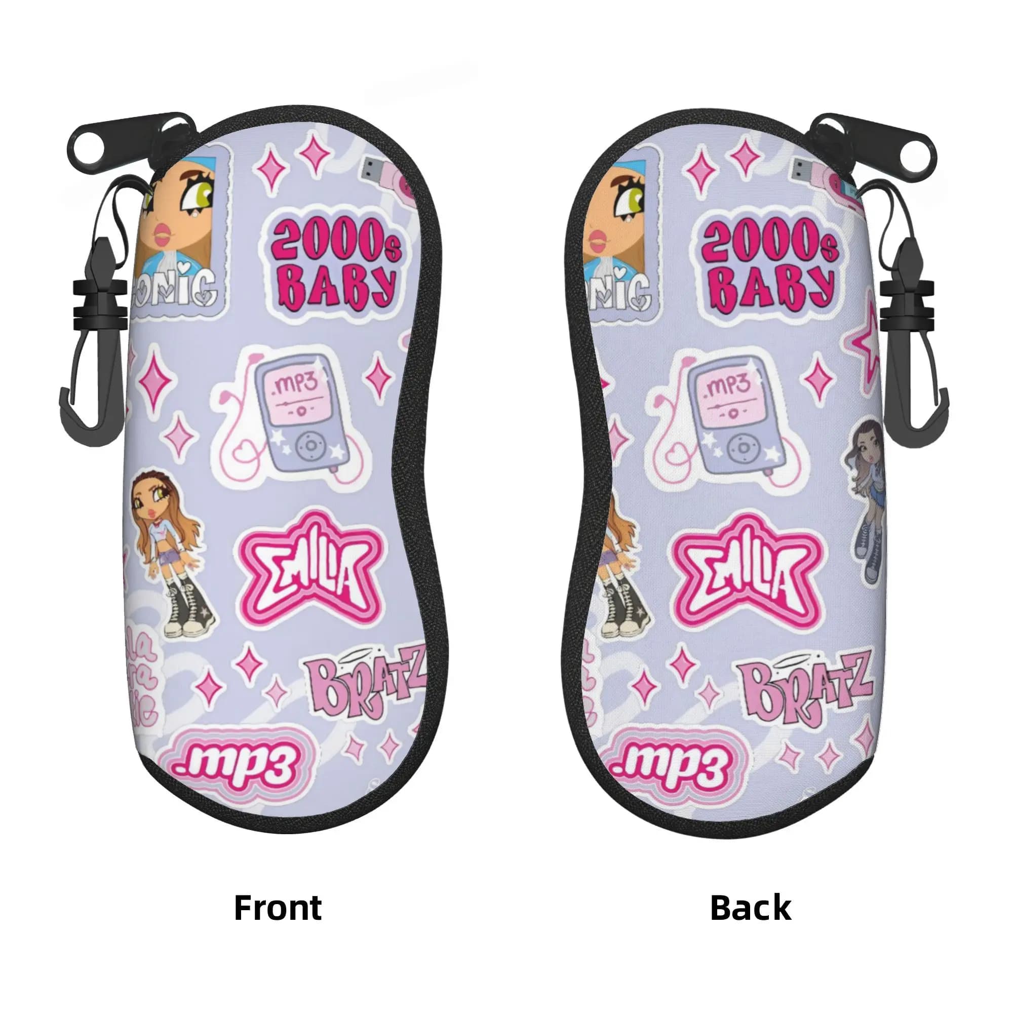 Emilia Mernes MP3 Glasses Case Men Women Sunglasses Case Retro Zipper Eyewear Bag Pocket Eyeglass Protector