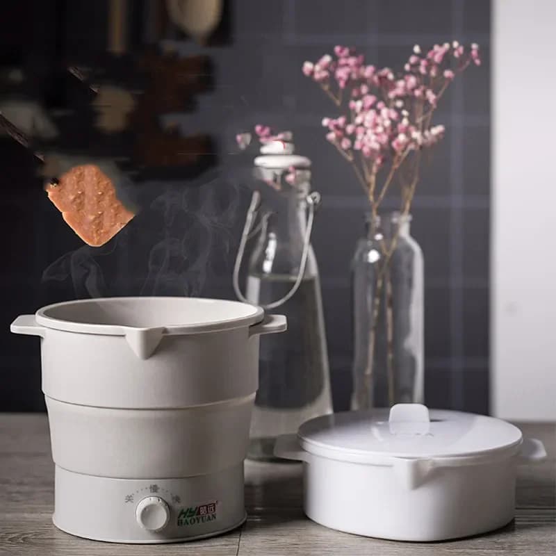 Portable Multi Foldable Silicone Pot 1.2 Liter for Travel kettle 110/220V Electric cooker with steam boiler camping