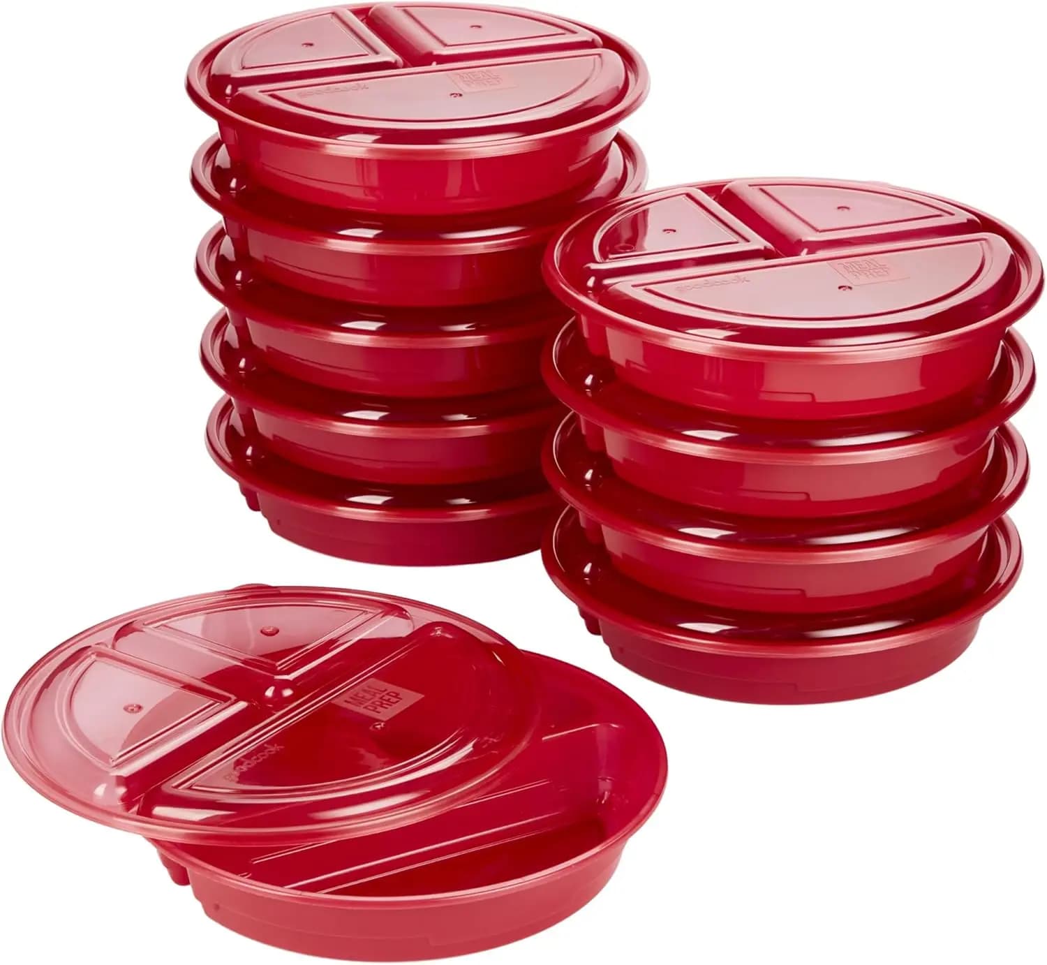 Set di 10 Contenitori per Preparazione Pasti, Adatti a Microonde e Lavastoviglie, Senza BPA, Controllo Porzioni, Rossi