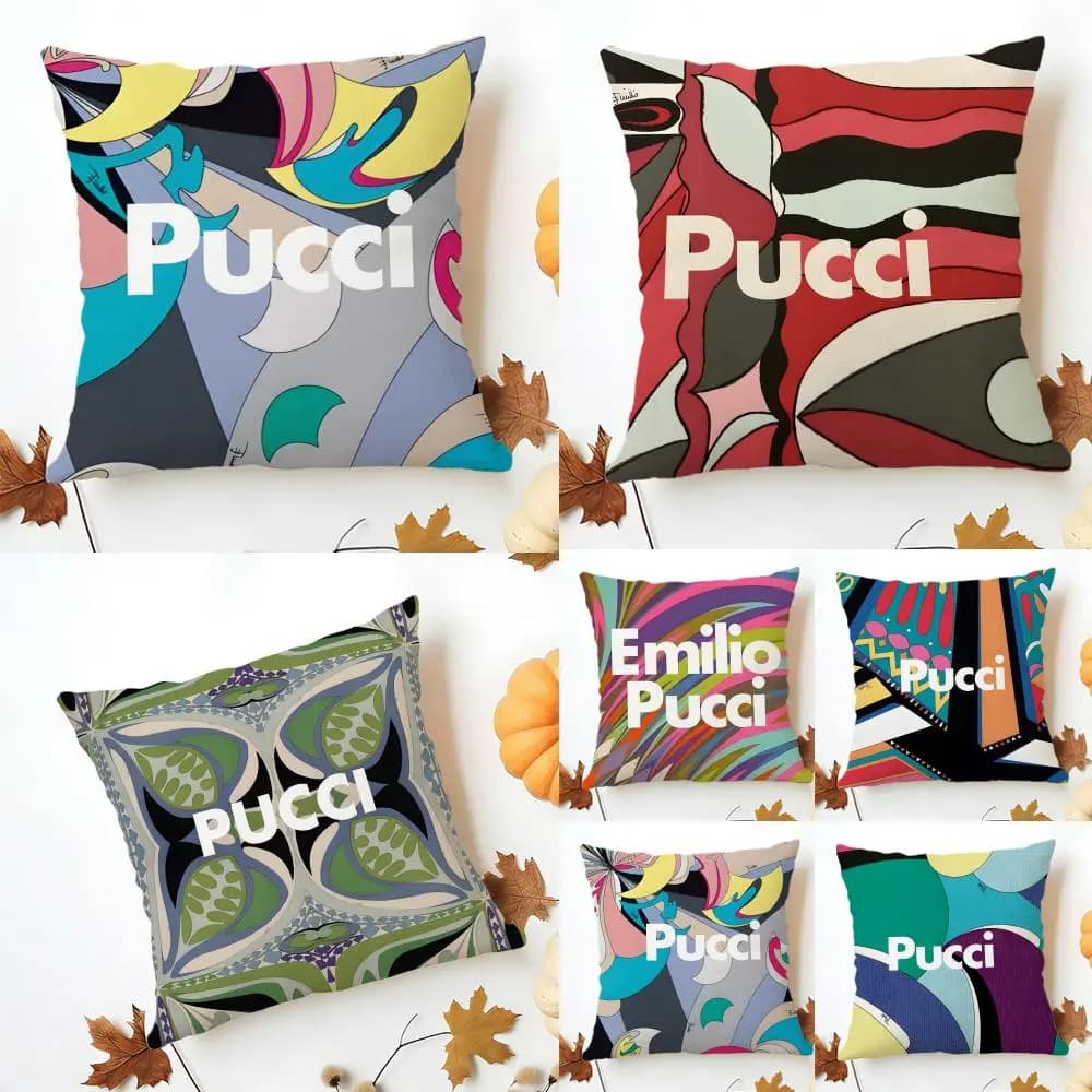 Stylish Vibrant Artistic E-Emilio Luxurious P-Pucci Cushion Cover Washable Linen comfort Soft for Sofa Bed Cozy Home Room Decor