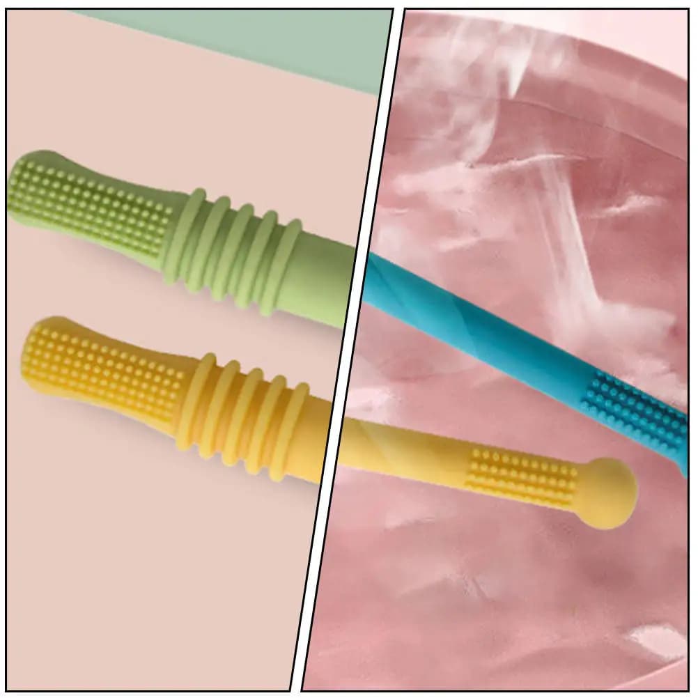 6 Pezzi Bastoncini Massaggiagengive in Silicone Alimentare per Neonati, a Forma di Paglia, per Alleviare il Dolore delle Gengive e Favorire il Comfort durante il Morso