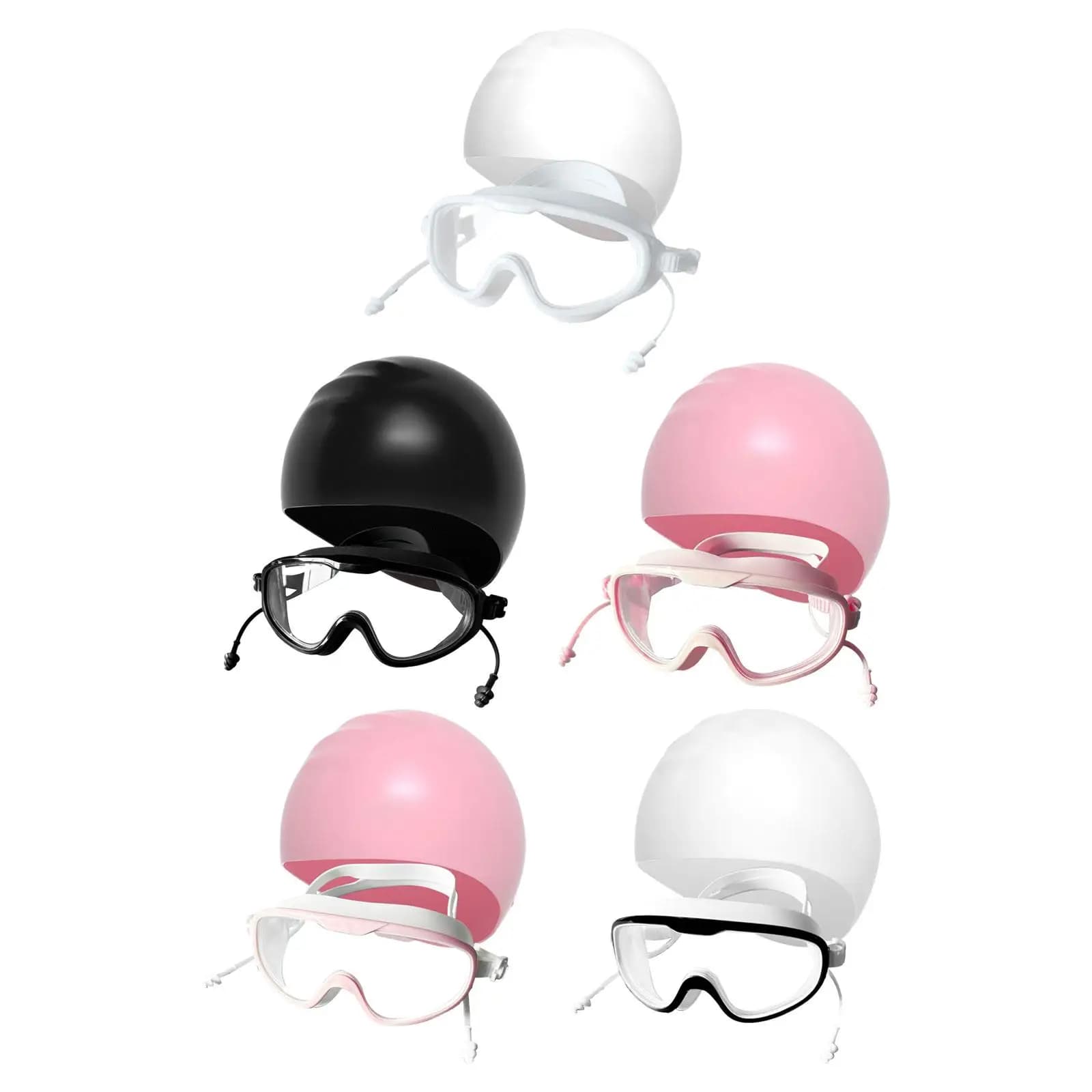 Adjustable Waterproof Swim Goggles and Cap Set Durable PC Silicone Gear for Training Diving Pool Use