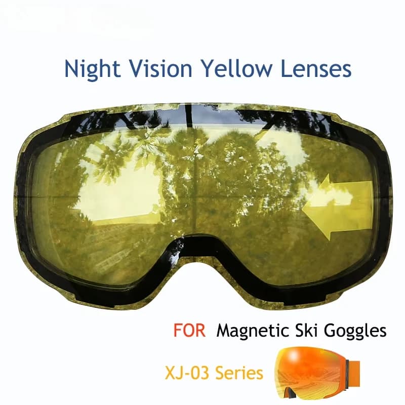 X-TIGER Occhiali da sci magnetici Lenti per visione notturna Lenti gialle adatte per XJ-03 Lenti per occhiali di ricambio rapido antiappannamento UV400