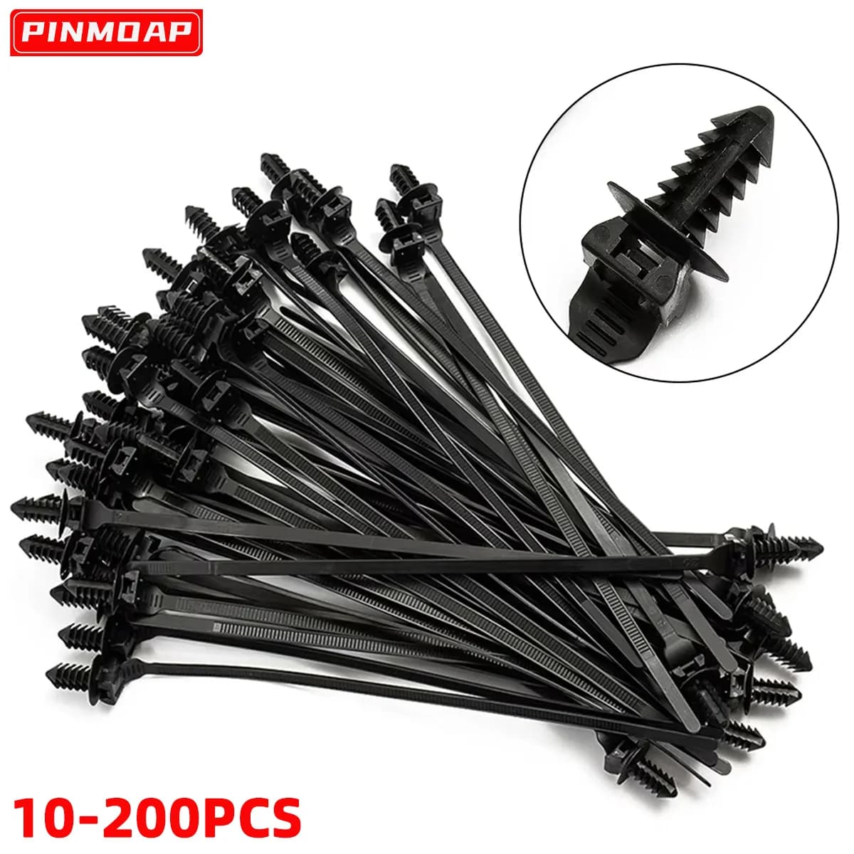 Fascette stringicavo autobloccanti in nylon PINMOAP per cablaggi auto, fissaggio e legatura cavi e tubi, design antiscivolo