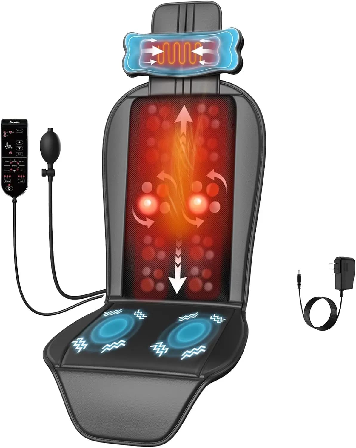 Massaggiatore Shiatsu per Schiena con Calore, Cuscino Massaggiante Completo per Sedia con Supporto per il Collo per Ufficio/Casa