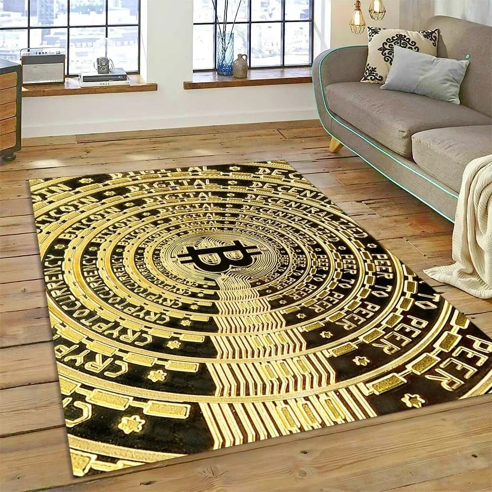 Bitcoin 3D Virtual Currency NFT Area Rug Carpet for Bedroom Living Room Home Sofa Decoration,Children Game Large Decor Floor Mat