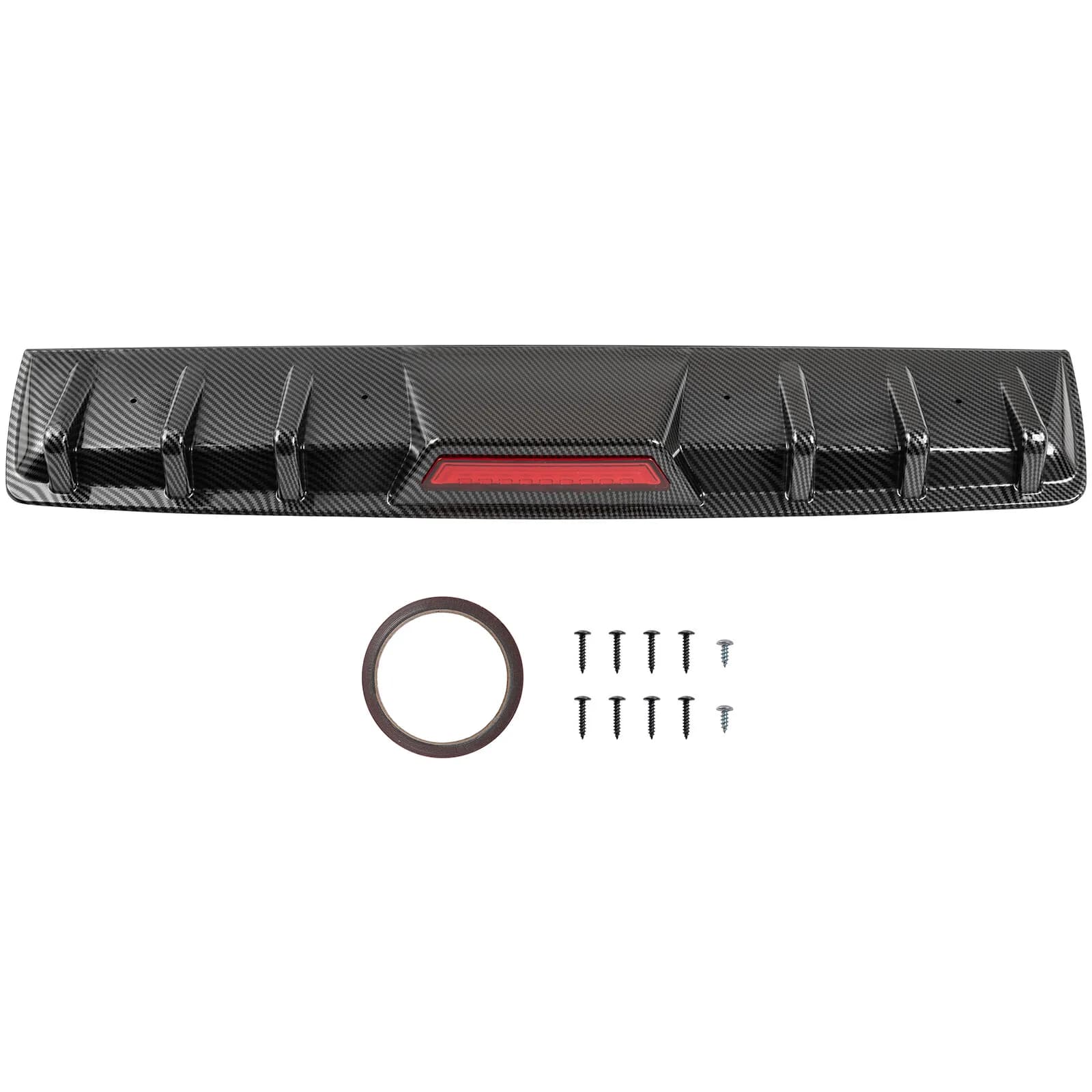 Diffusore Posteriore in Fibra di Carbonio a 6 Alette con Luce Freno a LED per Mustang GT – Look Aggressivo e Stile Sportivo