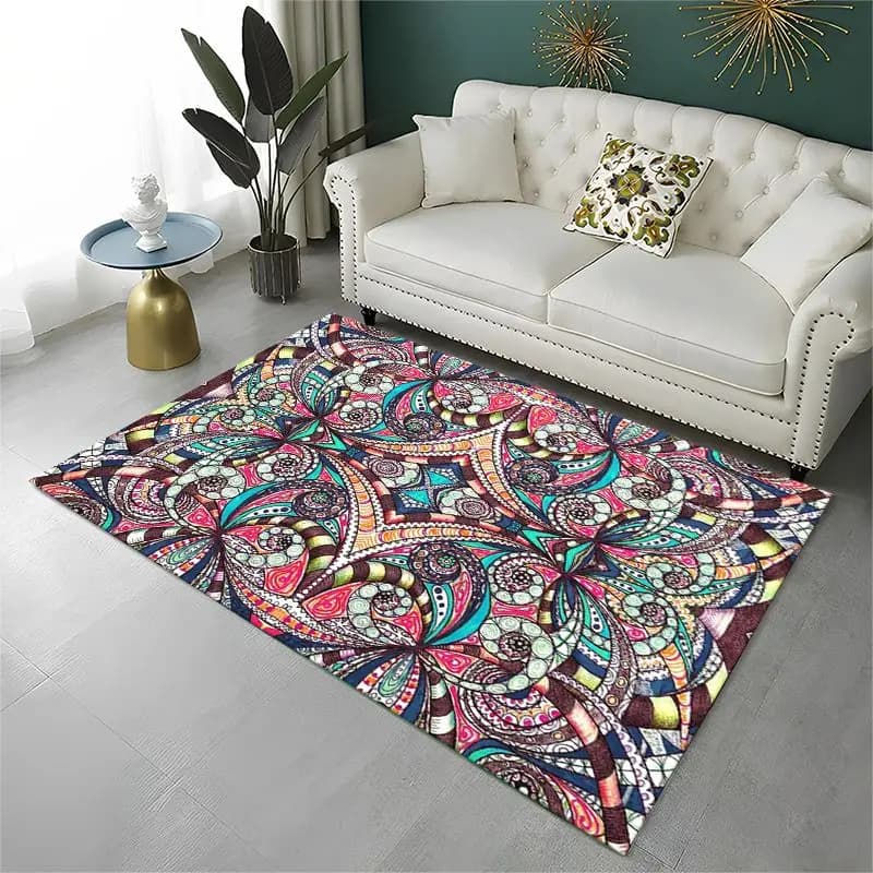Bohemia Mandala Datura Yoga Flower Large Area Rug Non-slip Carpet for Bedroom Living Room Sofa Doormat Home Decor Floor Mat