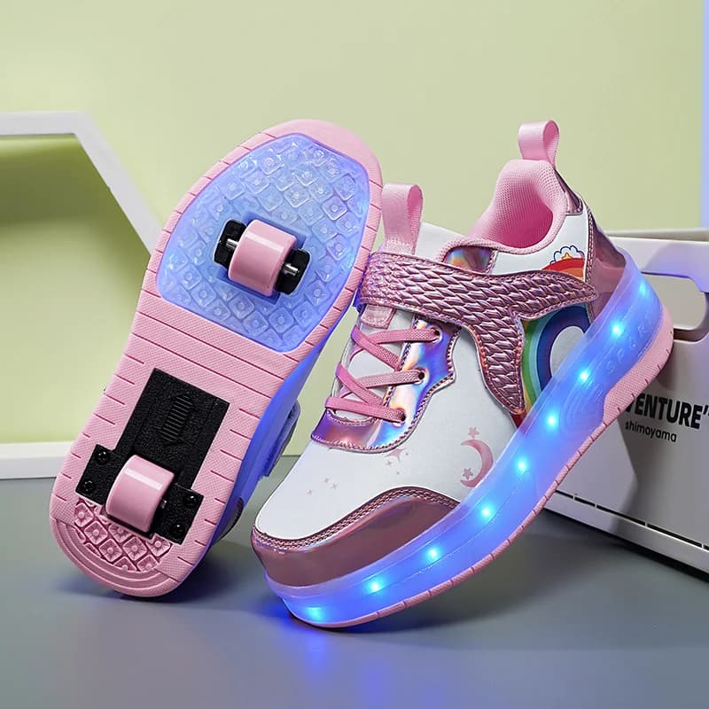 Scarpe a rotelle per bambini con illuminazione a LED 2 ruote Sneakers luminose Scarpe per pattini a rotelle per bambini per ragazze Ragazzi Regalo di Natale Nuovo