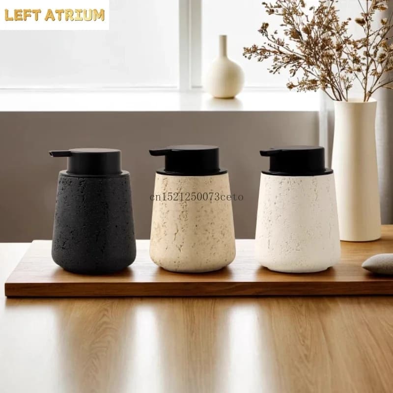 Wabi Sabi Wind Cave Stone Soap Dispenser Hand Soap Bubbler Manual Pressing soap bottle Dispenser Bottle bathroom accessories