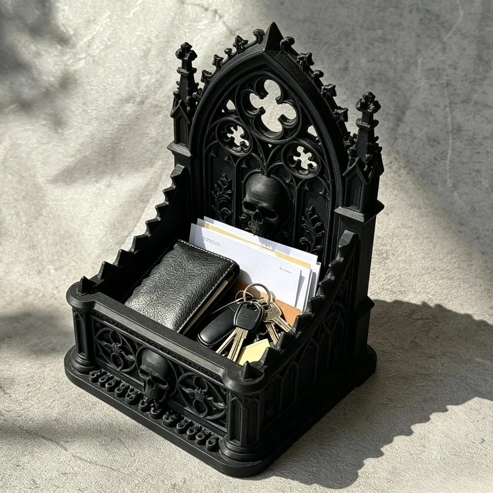 3D Carved Skull Shape Storage Box Gothic Dark Style Cosmetic Organizer Desktop Makeup Jewelry Container for Home Gift