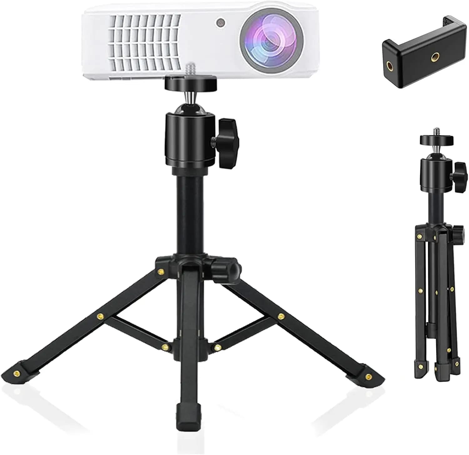 Supporto per Mini Proiettore, Treppiede Compatto da Tavolo Interamente in Metallo per Mini Proiettore, Webcam, iPhone, Fotocamera