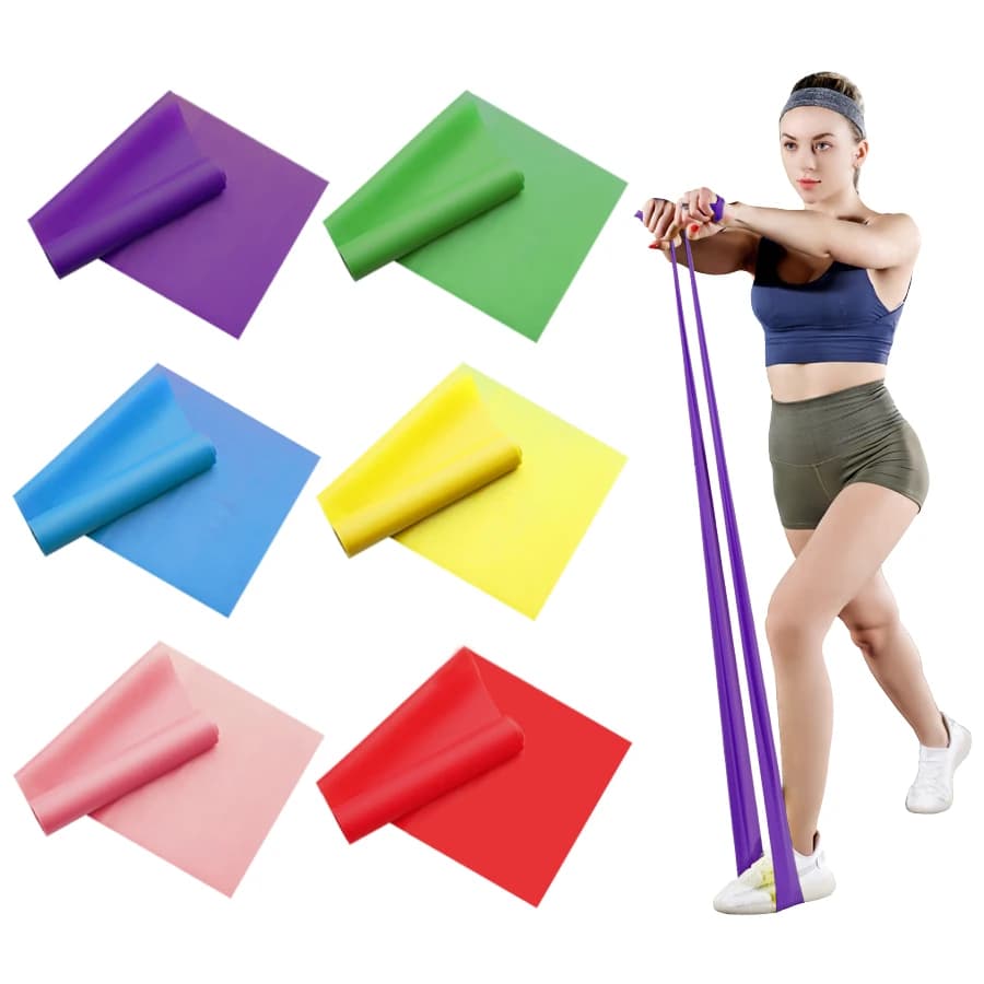 Pack of 4 yoga resistance bands: TPE elastic bands for physical therapy, fitness, yoga, pilates, rehabilitation and stren