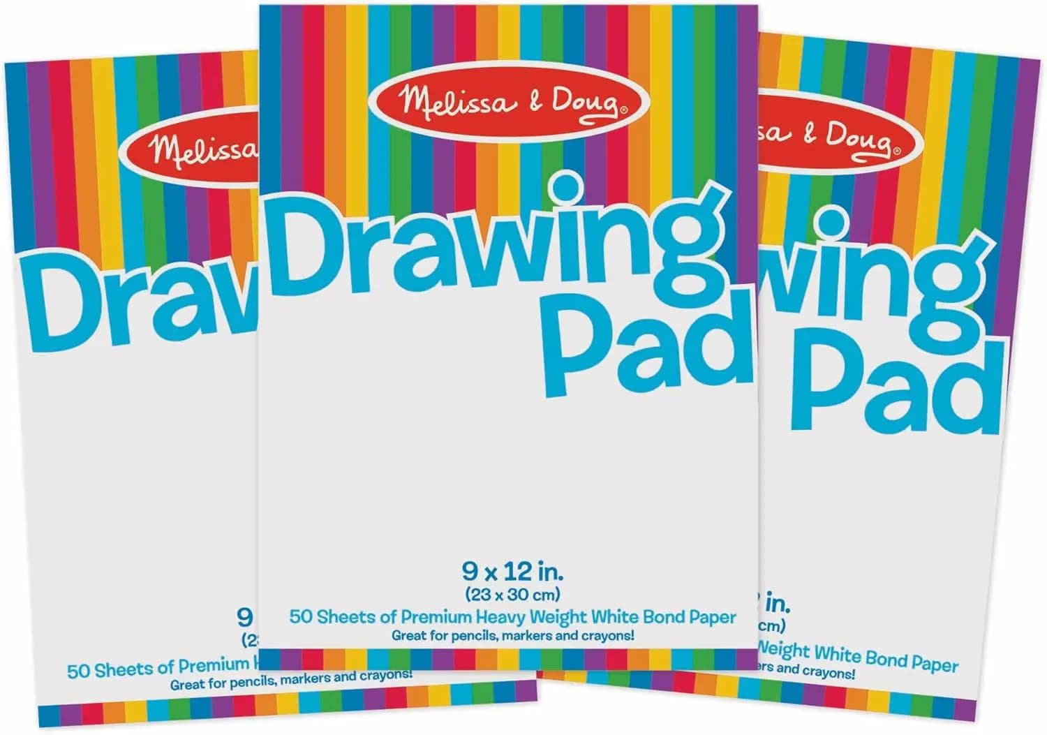 Drawing Paper, Sketch Pad, 3-Pack Bundle for Coloring, Writing or Painting (9 x 12 inches) - 50 Sheets Each, Kids Drawing Pad &