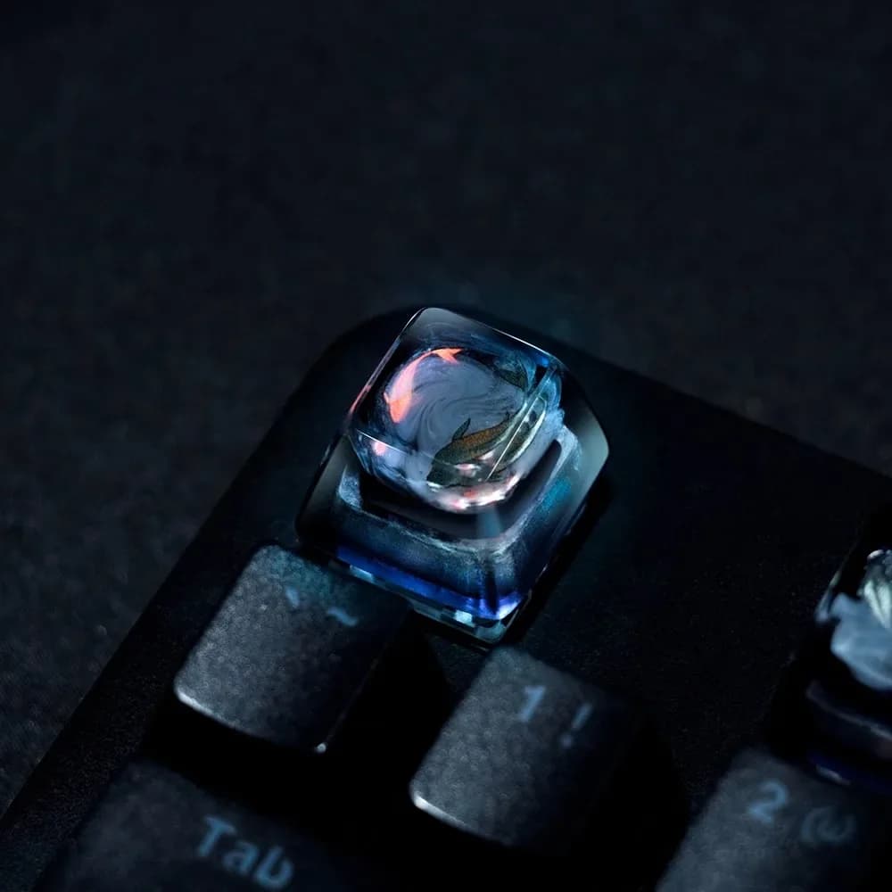 Copritasto originale in stile cinese Koi Fish Profilo OEM R4 Stampa 3D Copritasto personalizzato in resina trasparente per tastiera meccanica da gioco