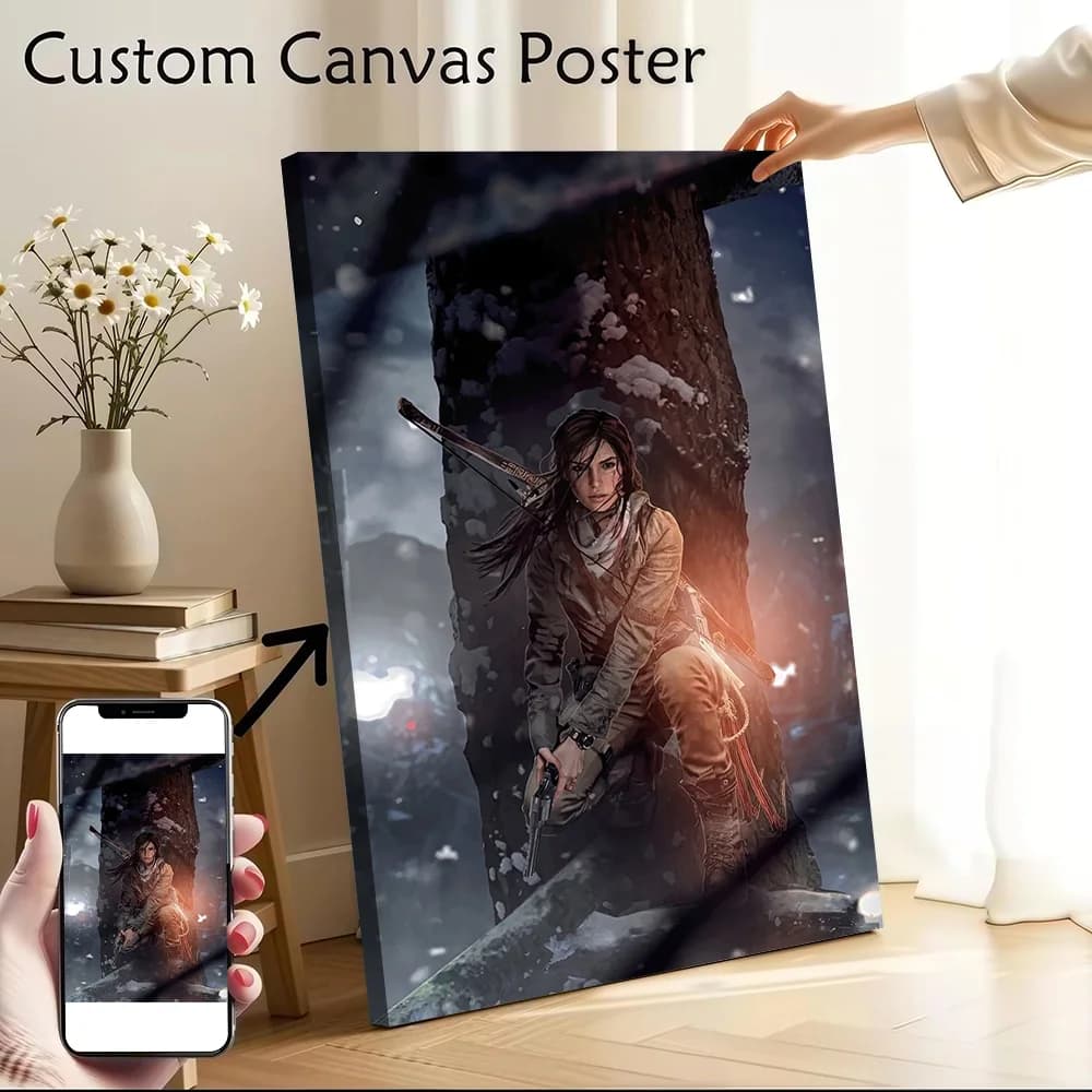 Lara Croft Action Figure Canvas Wall Art Poster Custom Photo Print Modern Painting for Fans Decoration Room Home Decor Ornaments
