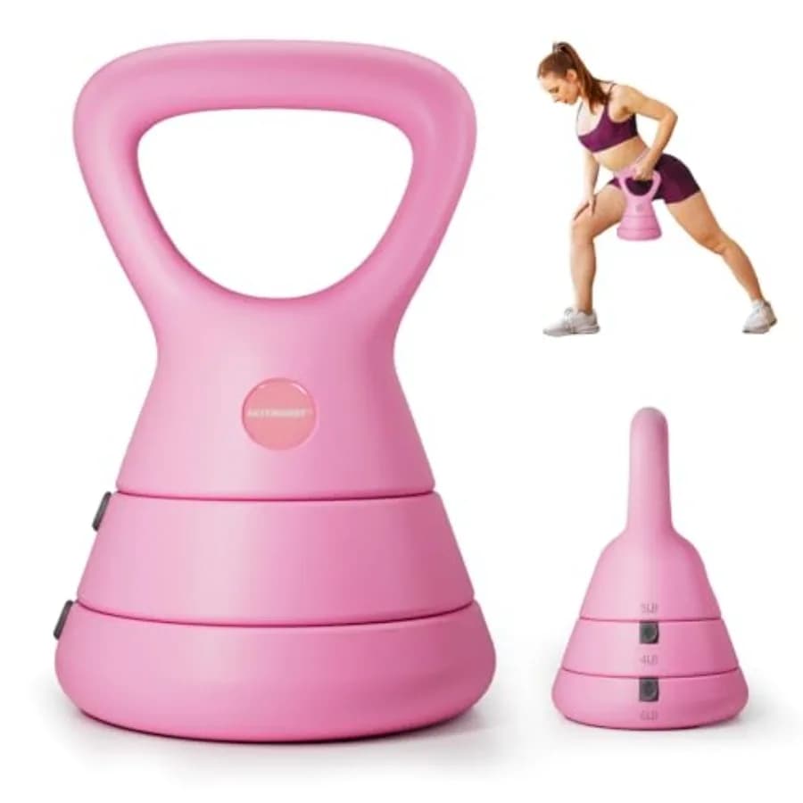 EAST MOUNT 15 LB Adjustable 3-in-1 Kettlebell Set, 5/9/15 LB Adjustable Compact Weights with Triangle Handle Largo and Ergonomic Design for Polse