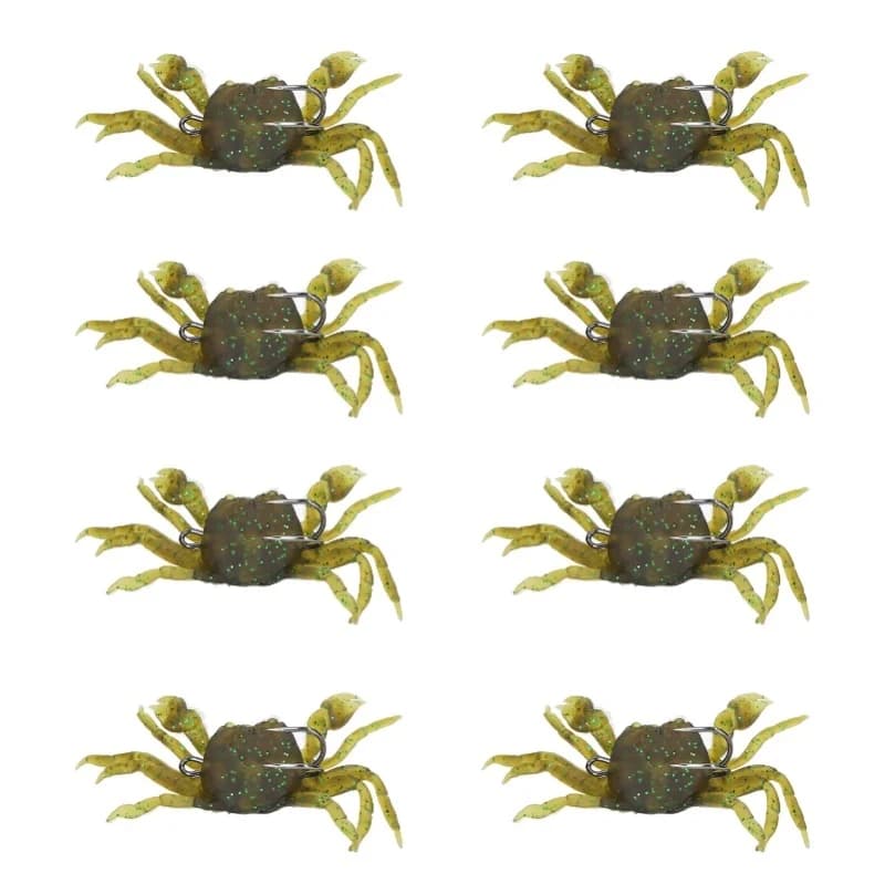 8 esche artificiali a forma di granchio da 13 cm, 33,5 g, esche morbide a simulazione di granchio con ami per la pesca in acqua dolce e salata, verde e marrone