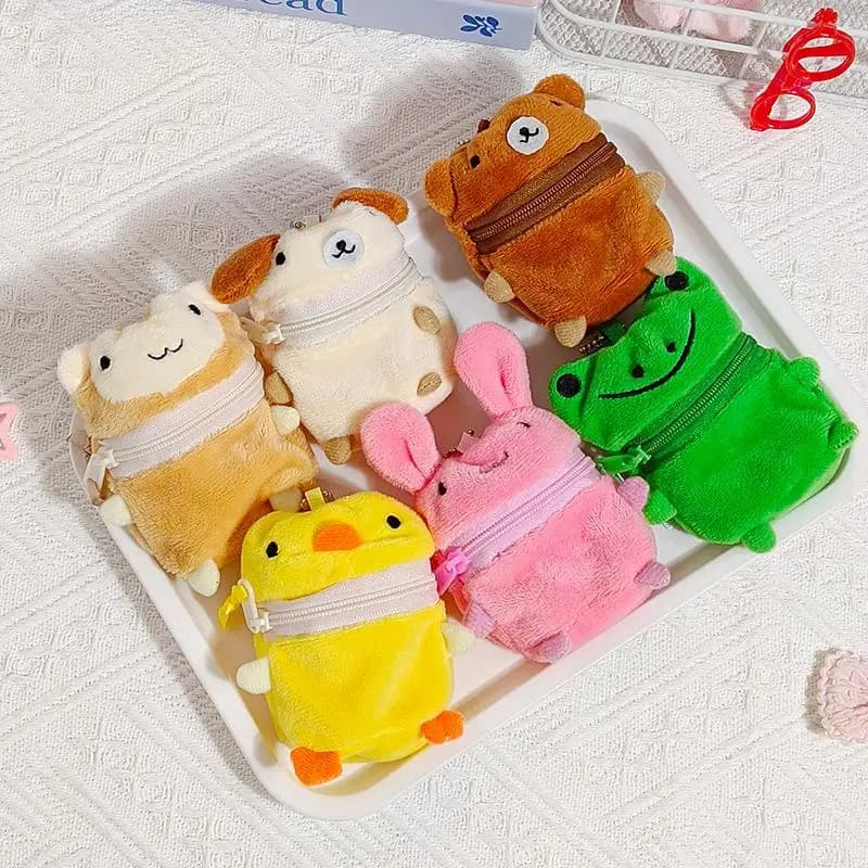 Cute Mini Pink Fluffy Rabbit Coin Purse – Cartoon Storage Bag Keychain for Headphones, Keys & Gifts
