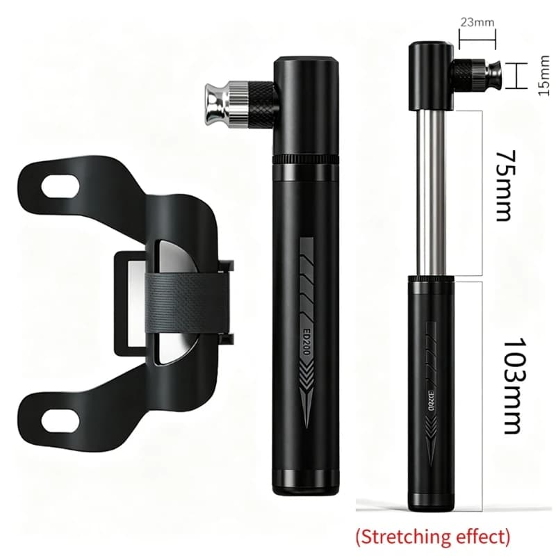 Mini Cycle Tire Inflator Portable Bike Pump for Cyclists, Double Valves Hand Pump with Metal Barrels, Grip Texture, 130PSI 69HD